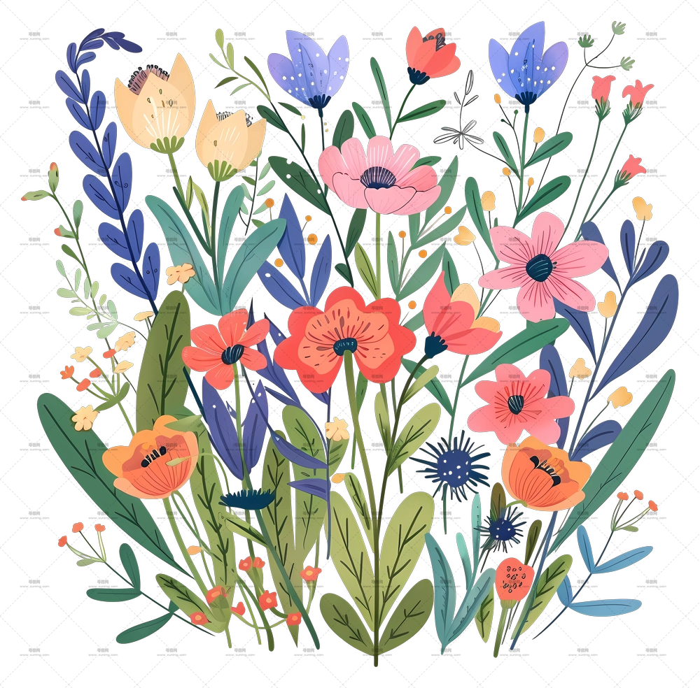 春花 – 美丽花束插画PNG免抠图预览图