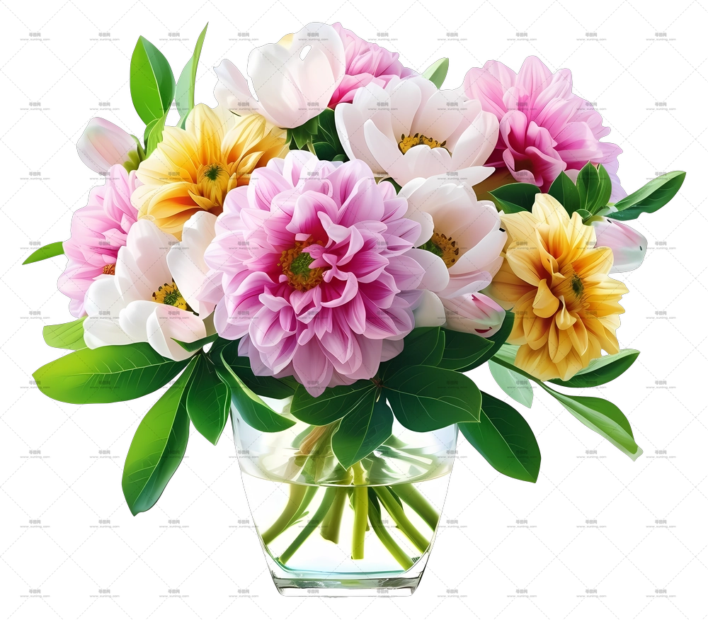 优雅花艺图标 – 花瓶中的多彩花束PNG免抠图预览图