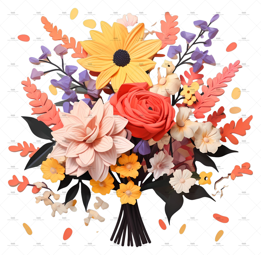 插花 – 多彩花束PNG免抠图预览图