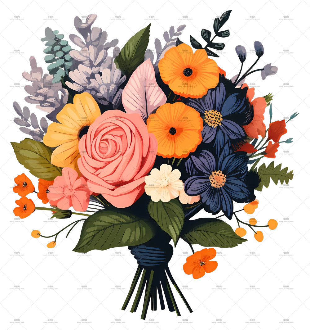 手绘插花 – 美丽多彩花束PNG免抠图预览图 手绘插花 – 美丽多彩花束PNG免抠图预览图