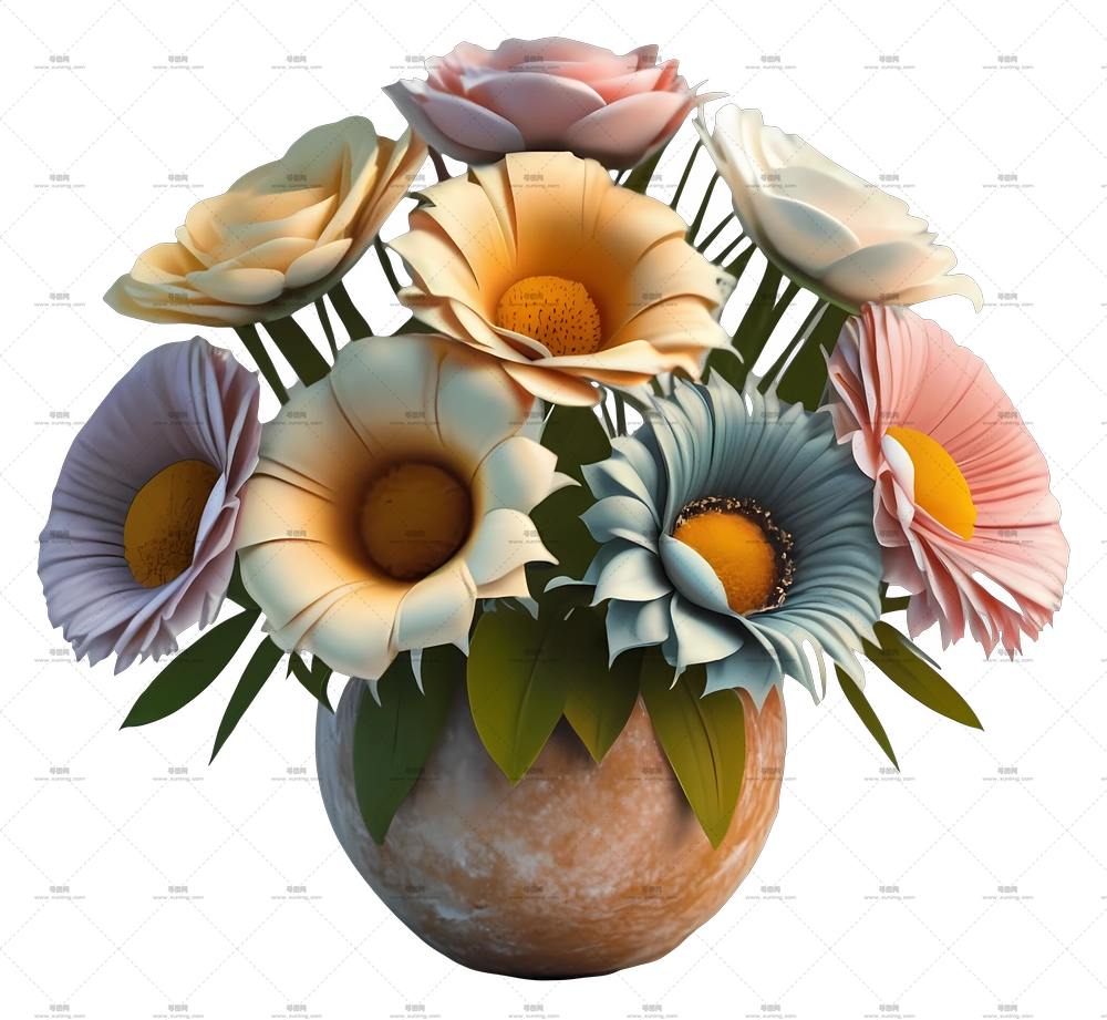 卡通 – 花瓶中的精美花束PNG免抠图预览图