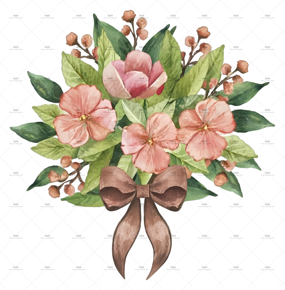 卡通 – 美丽的花束与丝带PNG免抠图预览图