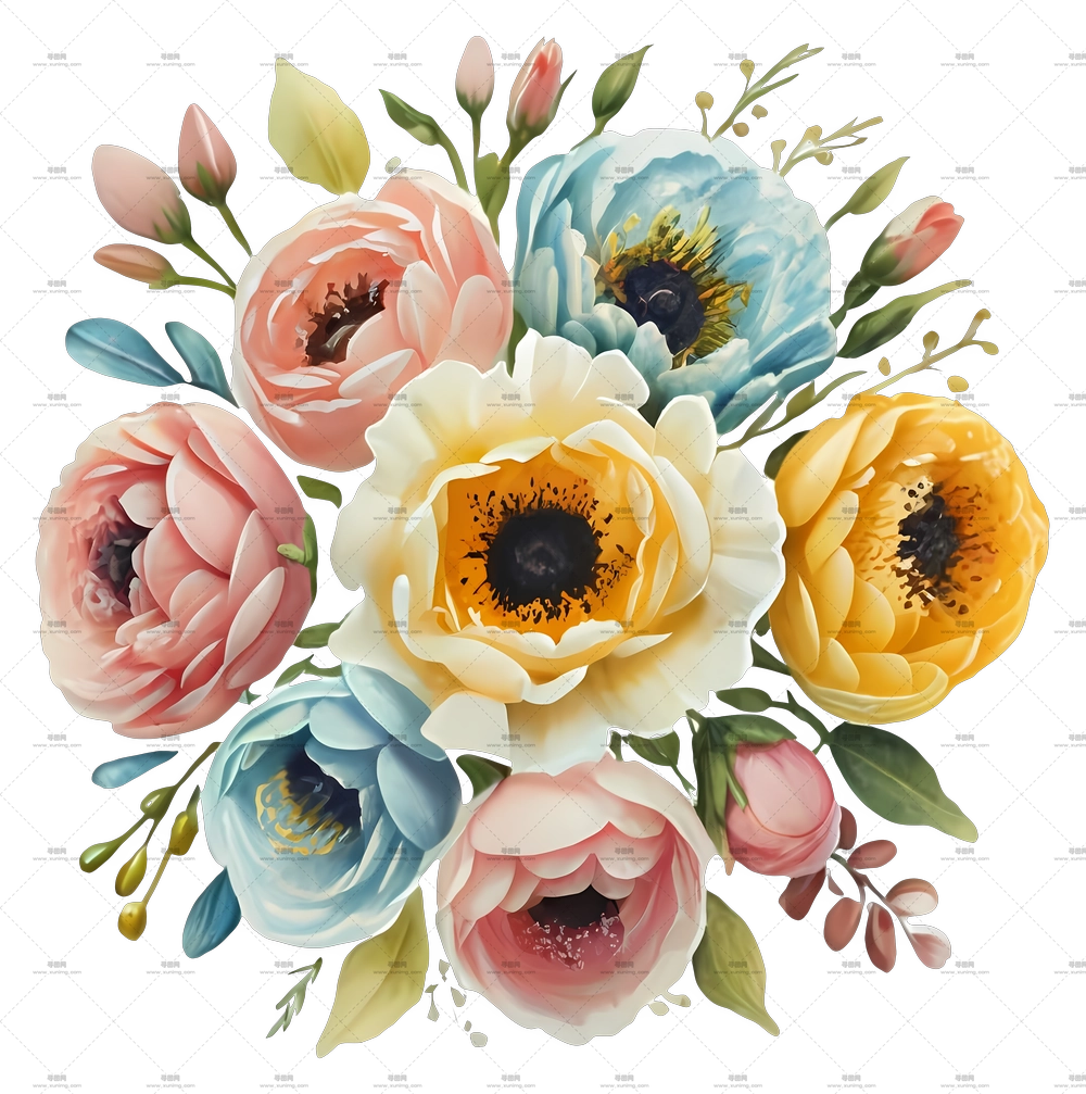 卡通 – 多彩花束插画PNG免抠图预览图