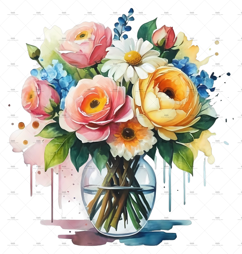 卡通 – 美丽的花束在花瓶中PNG免抠图预览图