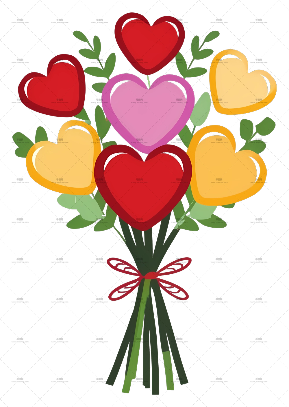 卡通 – 情人节心形花束PNG免抠图预览图