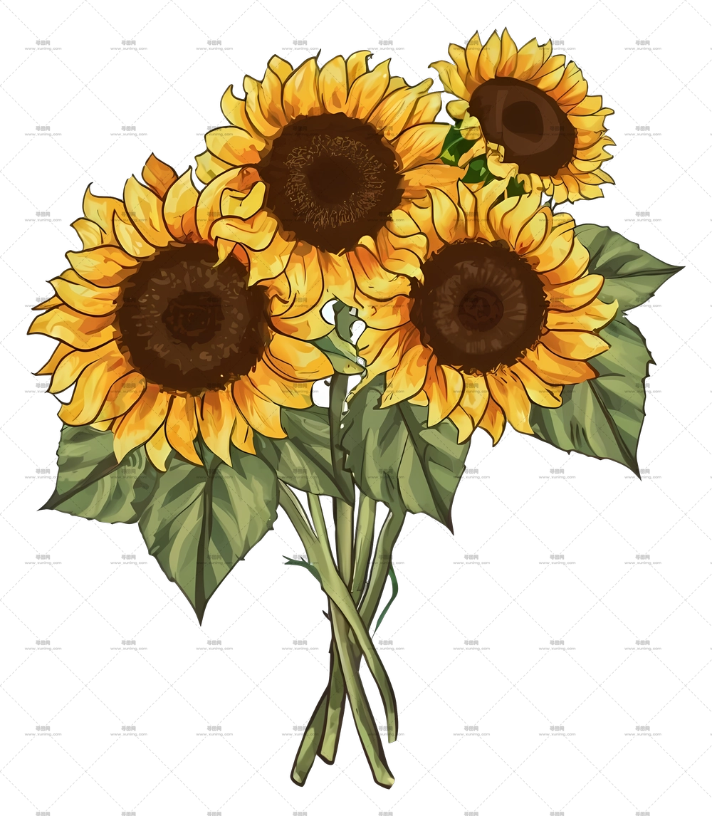 卡通 – 向日葵花束插画PNG免抠图预览图