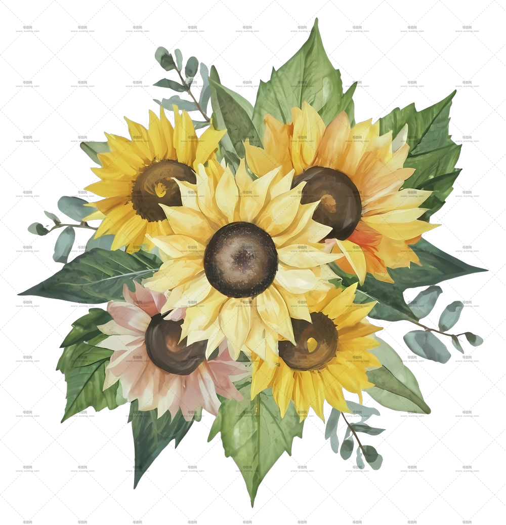 卡通 – 美丽向日葵花束艺术作品PNG免抠图预览图