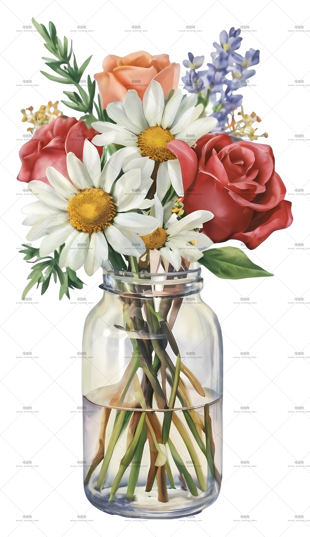 卡通 – 玻璃罐中的彩色花束PNG免抠图预览图 卡通 – 玻璃罐中的彩色花束PNG免抠图预览图