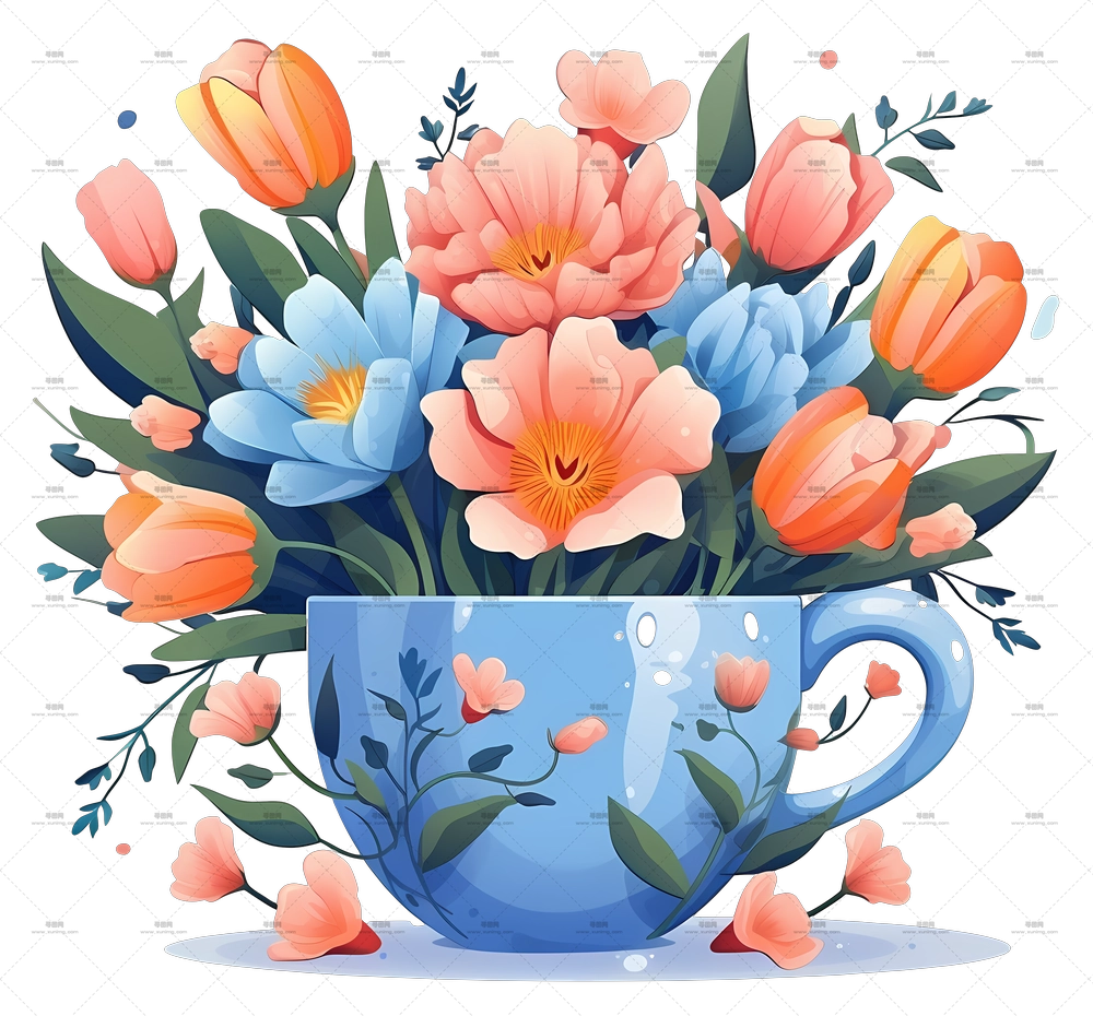 咖啡花 – 杯中的美丽花束PNG免抠图预览图