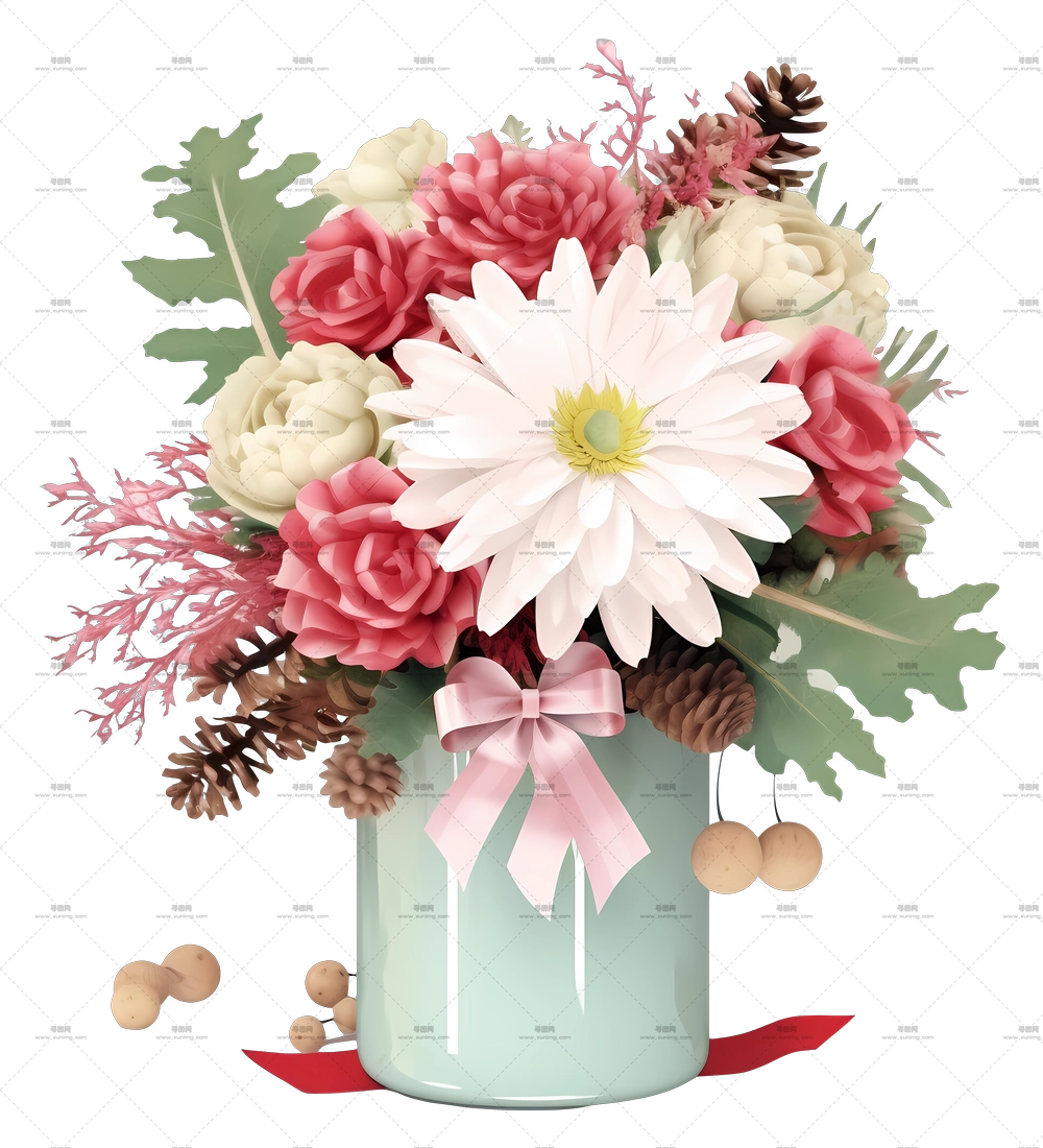 花朵 – 带丝带的插花束PNG免抠图预览图