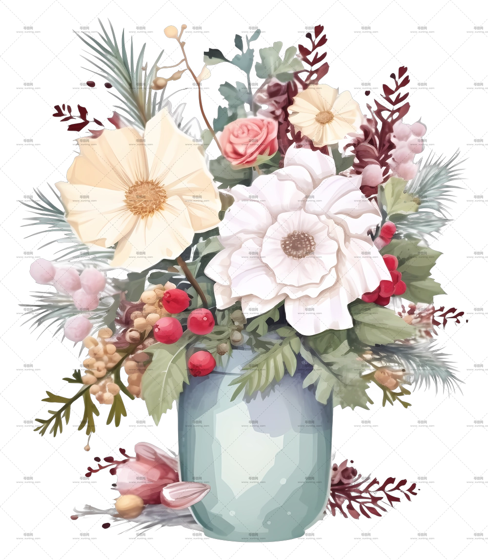 花瓶画 – 瓶中美丽的花束PNG免抠图预览图