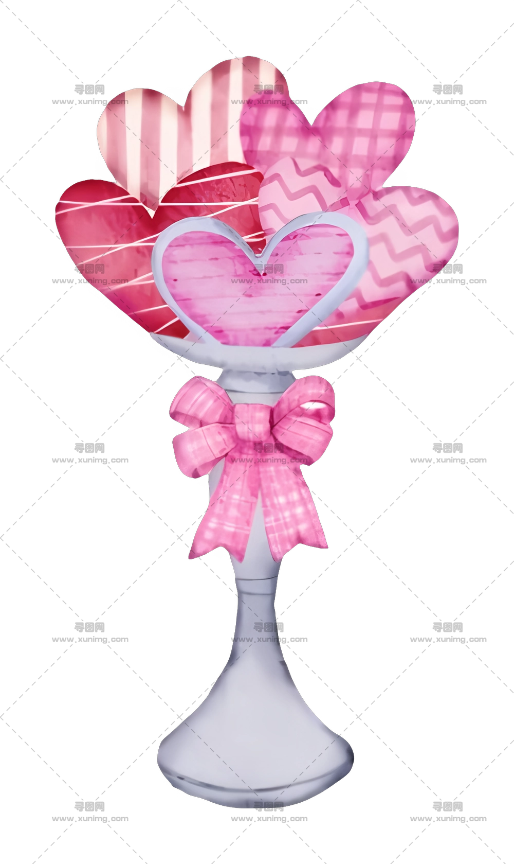 心形 – 粉色丝带心形花束PNG免抠图预览图