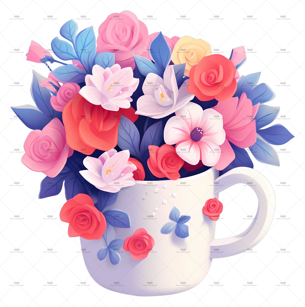 花杯 – 壶中花束插画PNG免抠图预览图