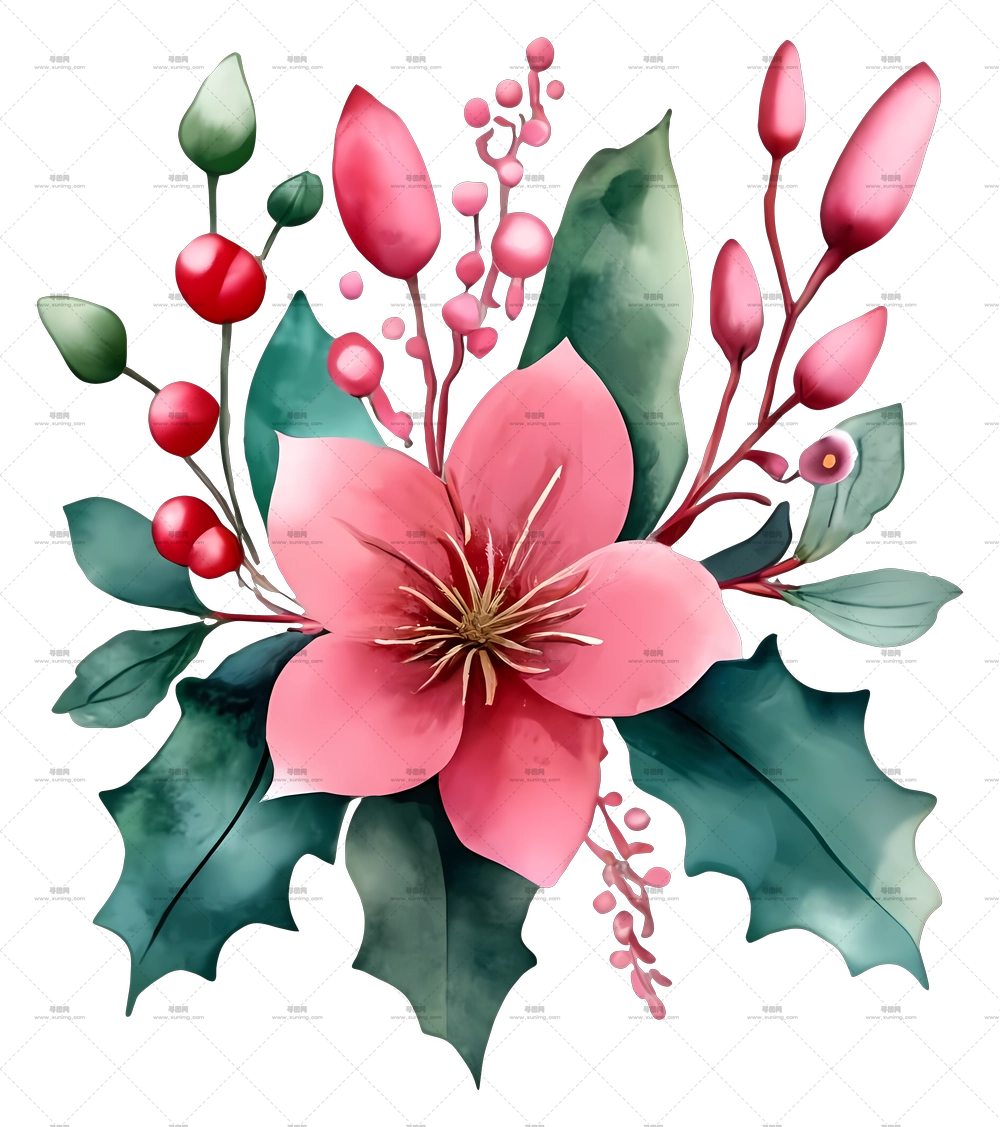 水彩画 – 美丽的花束PNG免抠图预览图