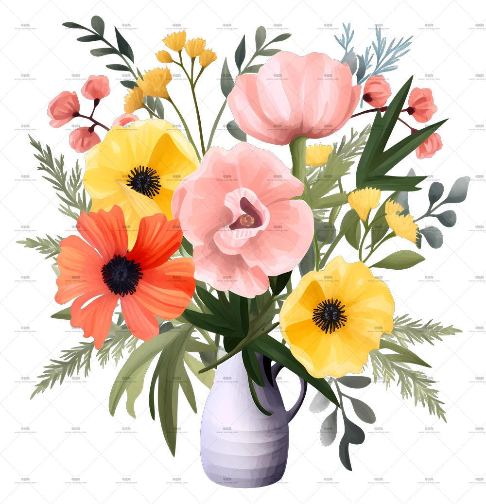 花艺 – 瓶中多彩花束PNG免抠图预览图