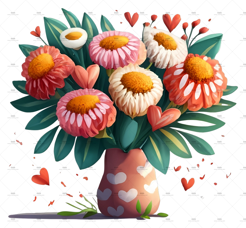 花瓶 – 色彩缤纷的花束PNG免抠图预览图