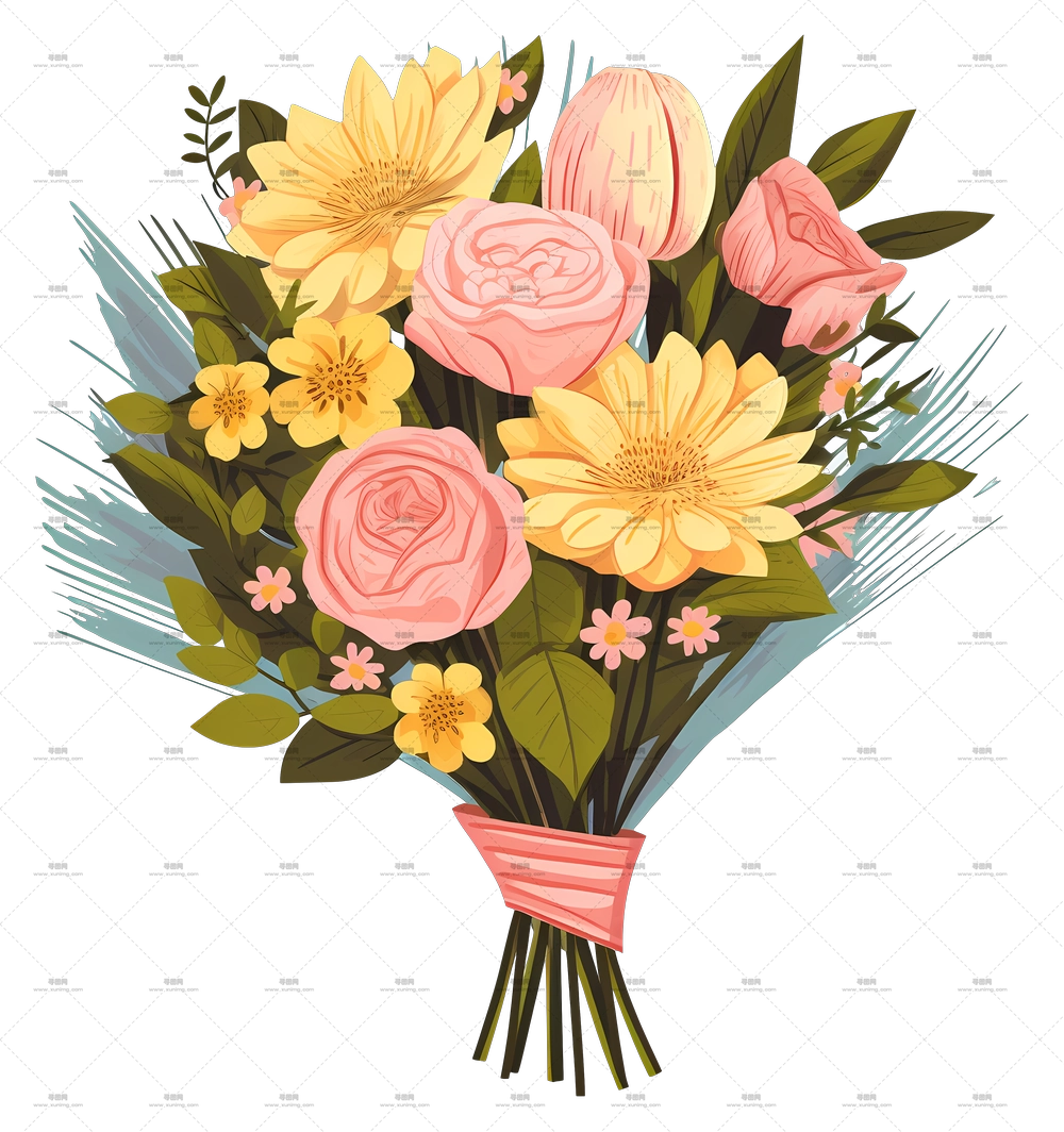 精美的花束插画PNG免抠图预览图