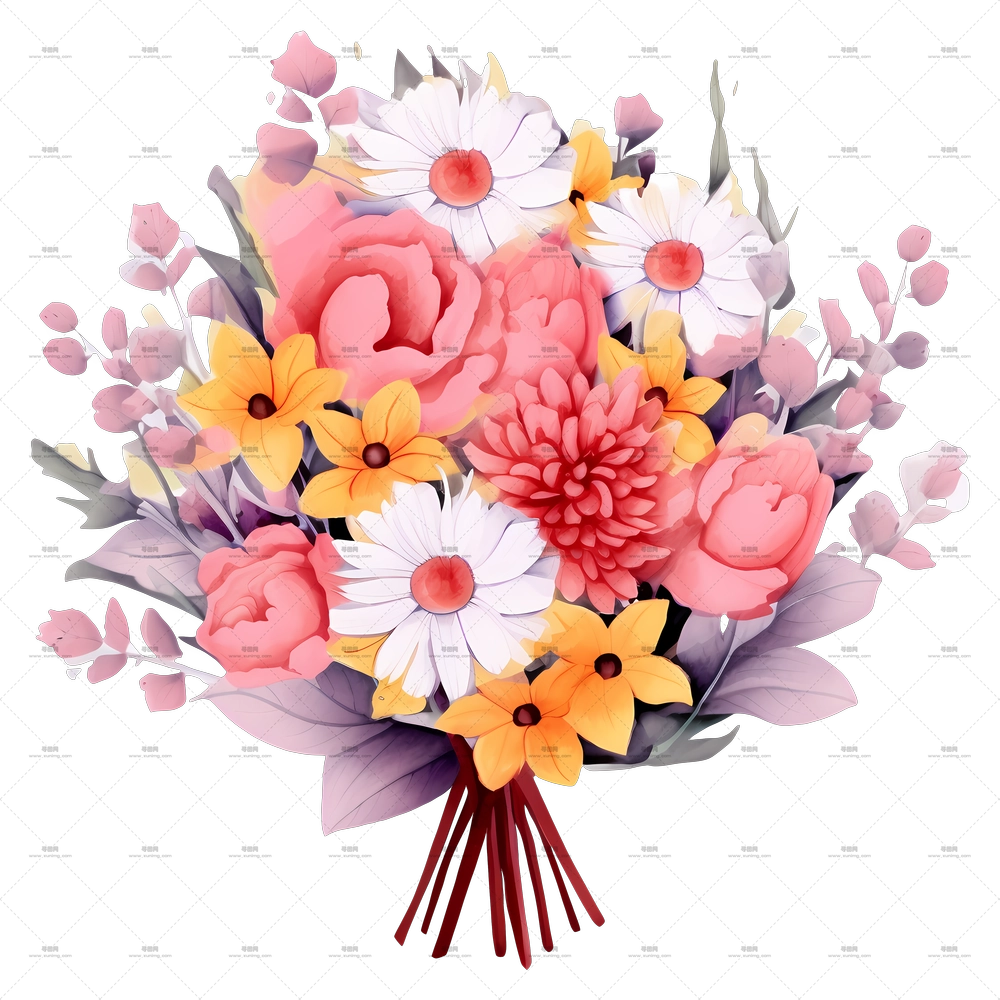花朵 – 多色混合花束用于装饰PNG免抠图预览图 花朵 – 多色混合花束用于装饰PNG免抠图预览图
