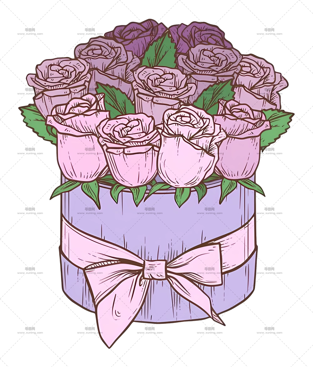 粉色玫瑰 – 盒中美丽花束PNG免抠图预览图 粉色玫瑰 – 盒中美丽花束PNG免抠图预览图