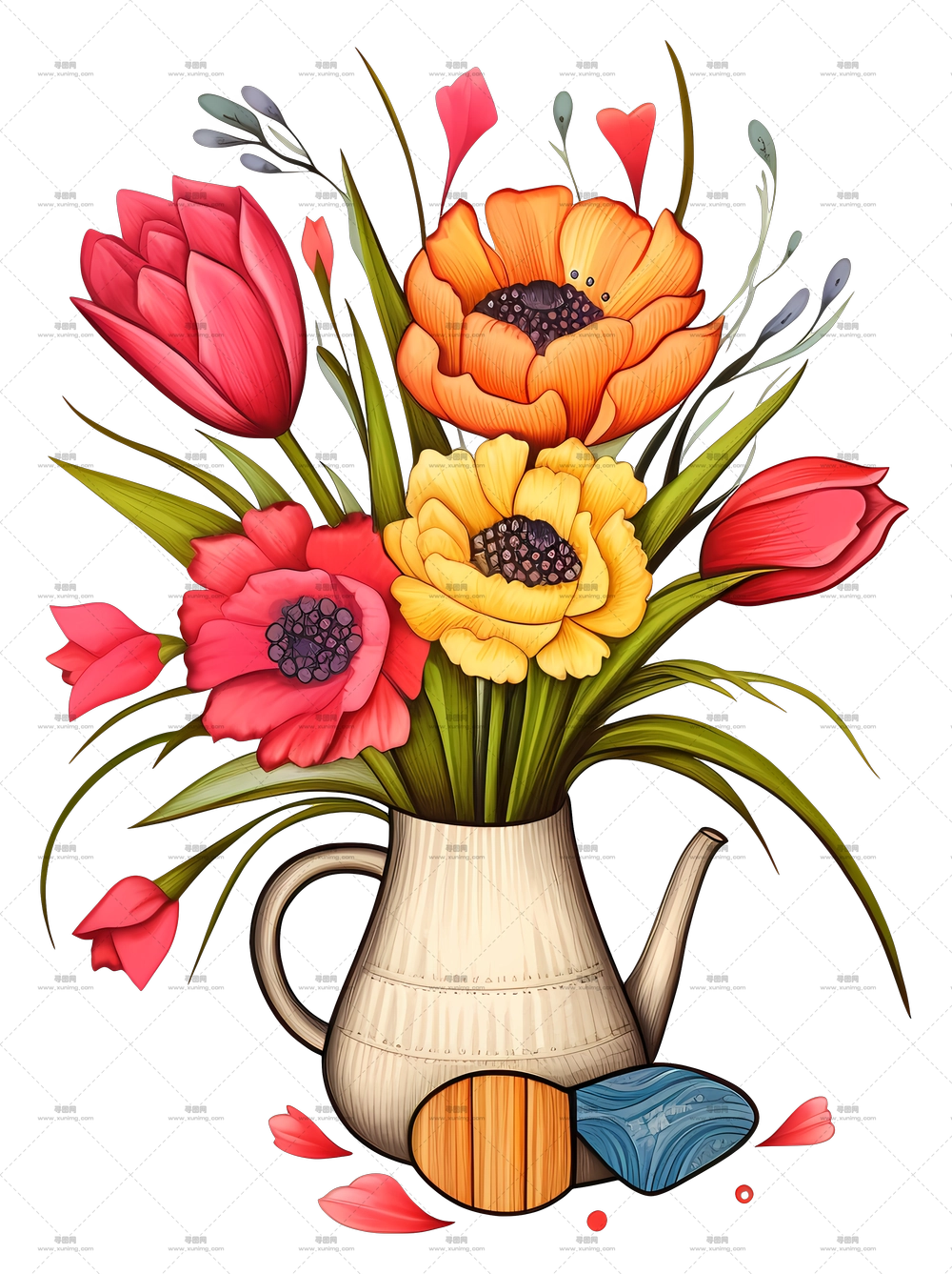 花瓶 – 花瓶中的彩色花束PNG免抠图预览图