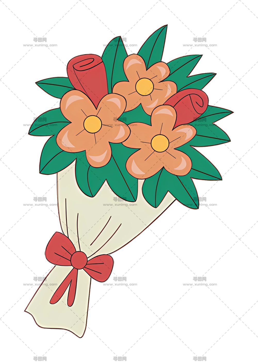 橙玫瑰 – 美丽花束PNG免抠图预览图