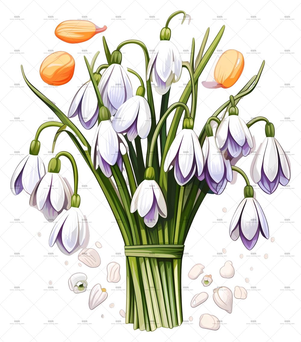 雪滴花 – 美丽的雪滴花束插画PNG免抠图预览图