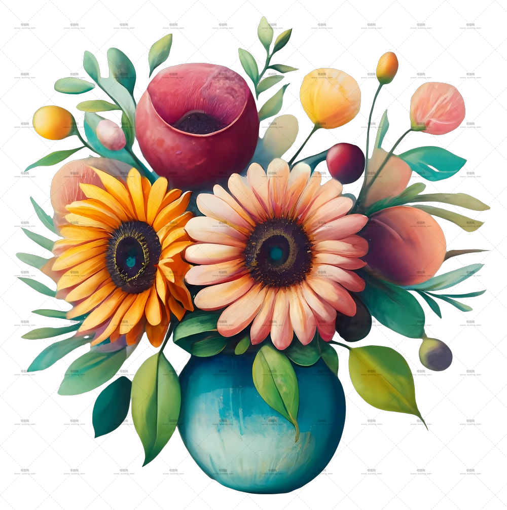 花朵绘画 – 瓶中美丽的花束PNG免抠图预览图 花朵绘画 – 瓶中美丽的花束PNG免抠图预览图