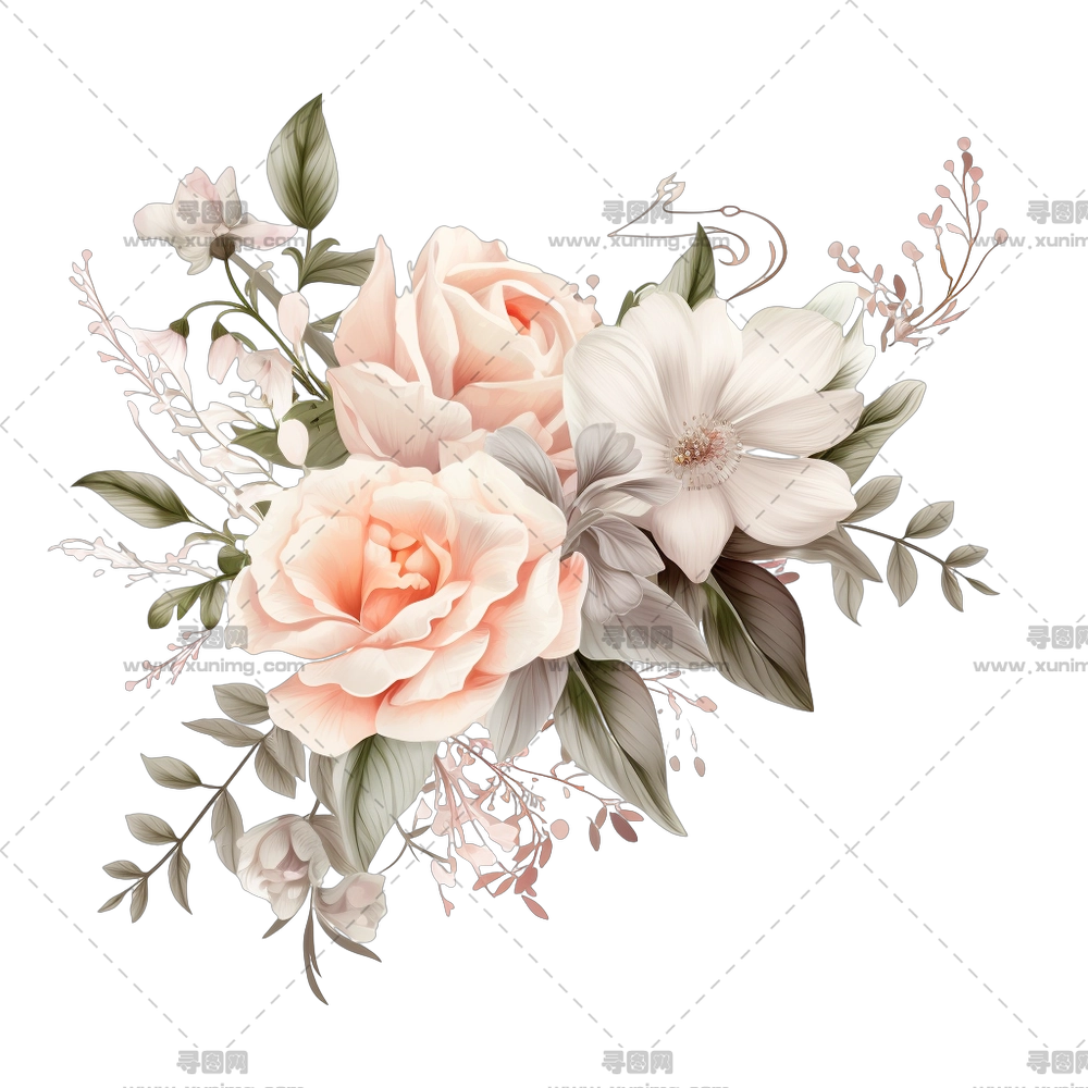 婚礼花 – 淡雅色彩的花束PNG免抠图预览图