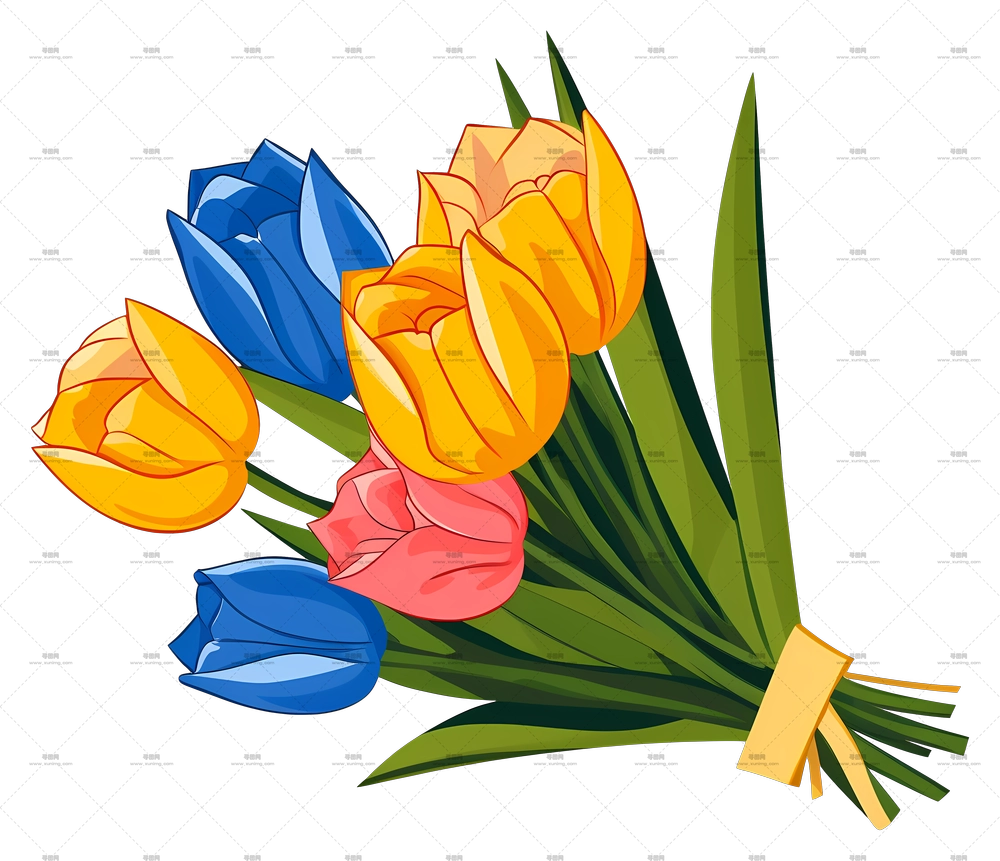 郁金香 – 明亮多彩的郁金香花束PNG免抠图预览图