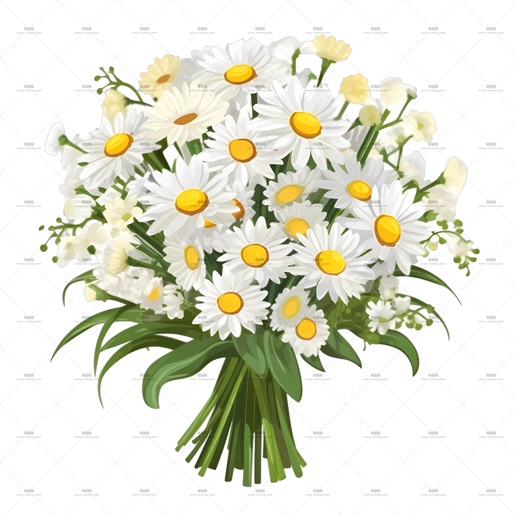 雏菊 – 美丽的白色雏菊束PNG免抠图预览图