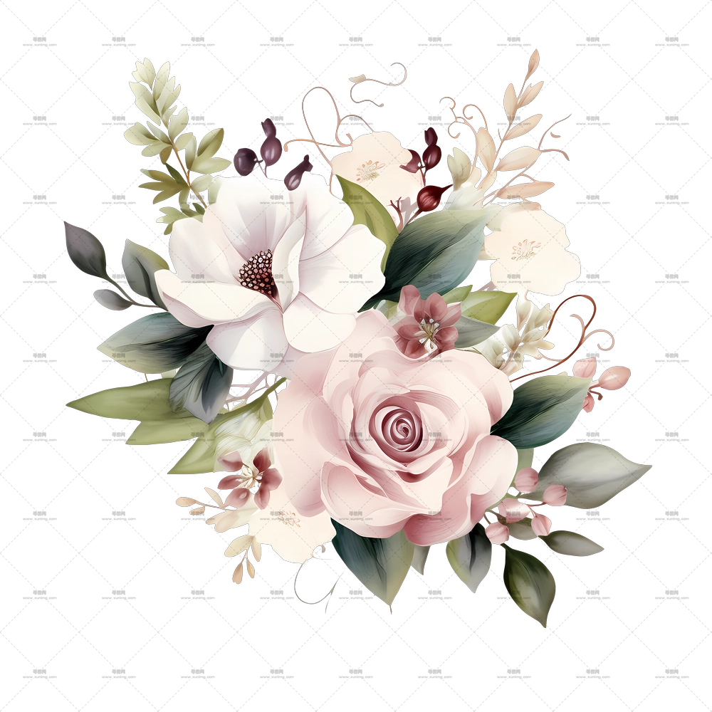 婚礼鲜花 – 精致玫瑰花束PNG免抠图预览图
