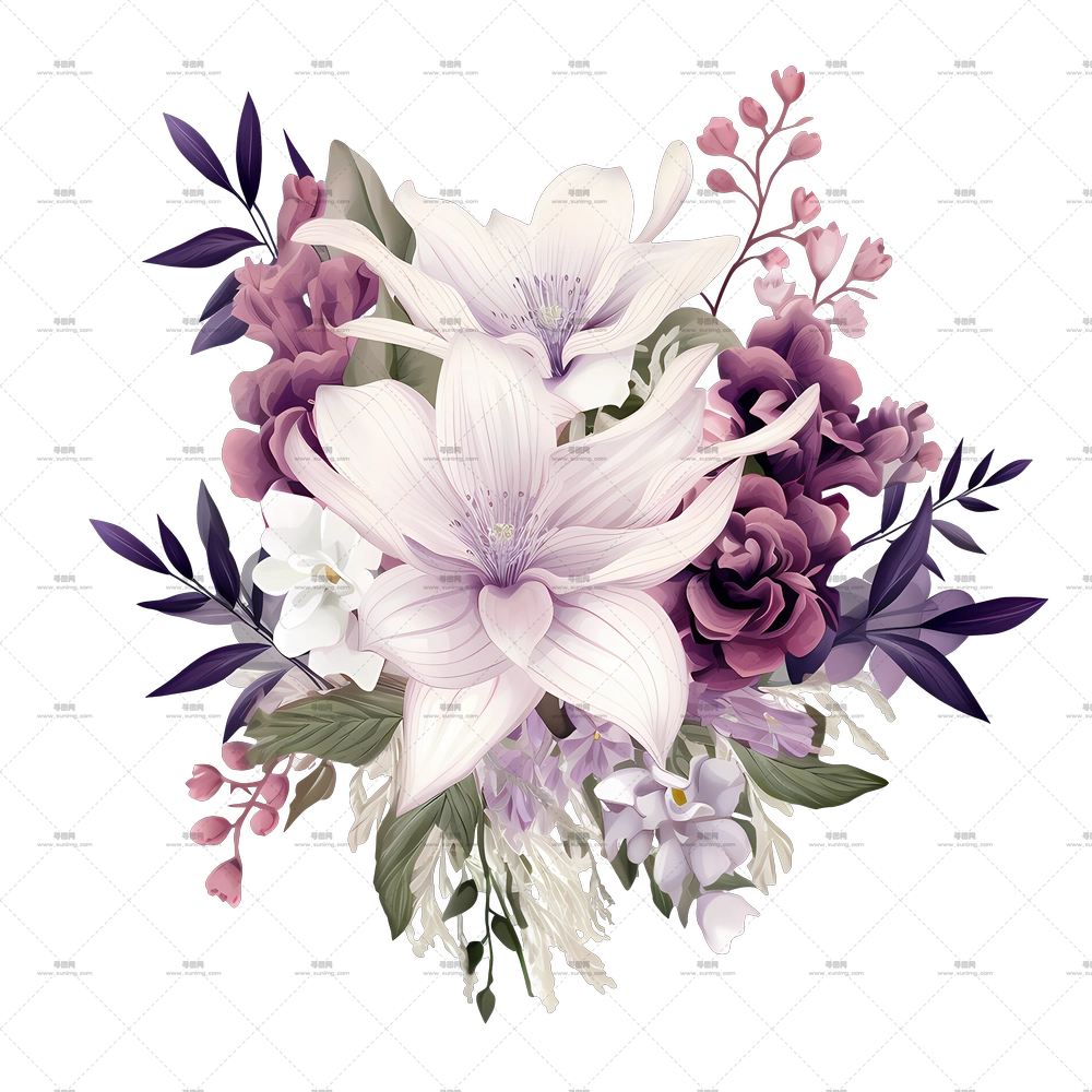 婚礼花艺邀请设计 – 美丽百合花束PNG免抠图预览图