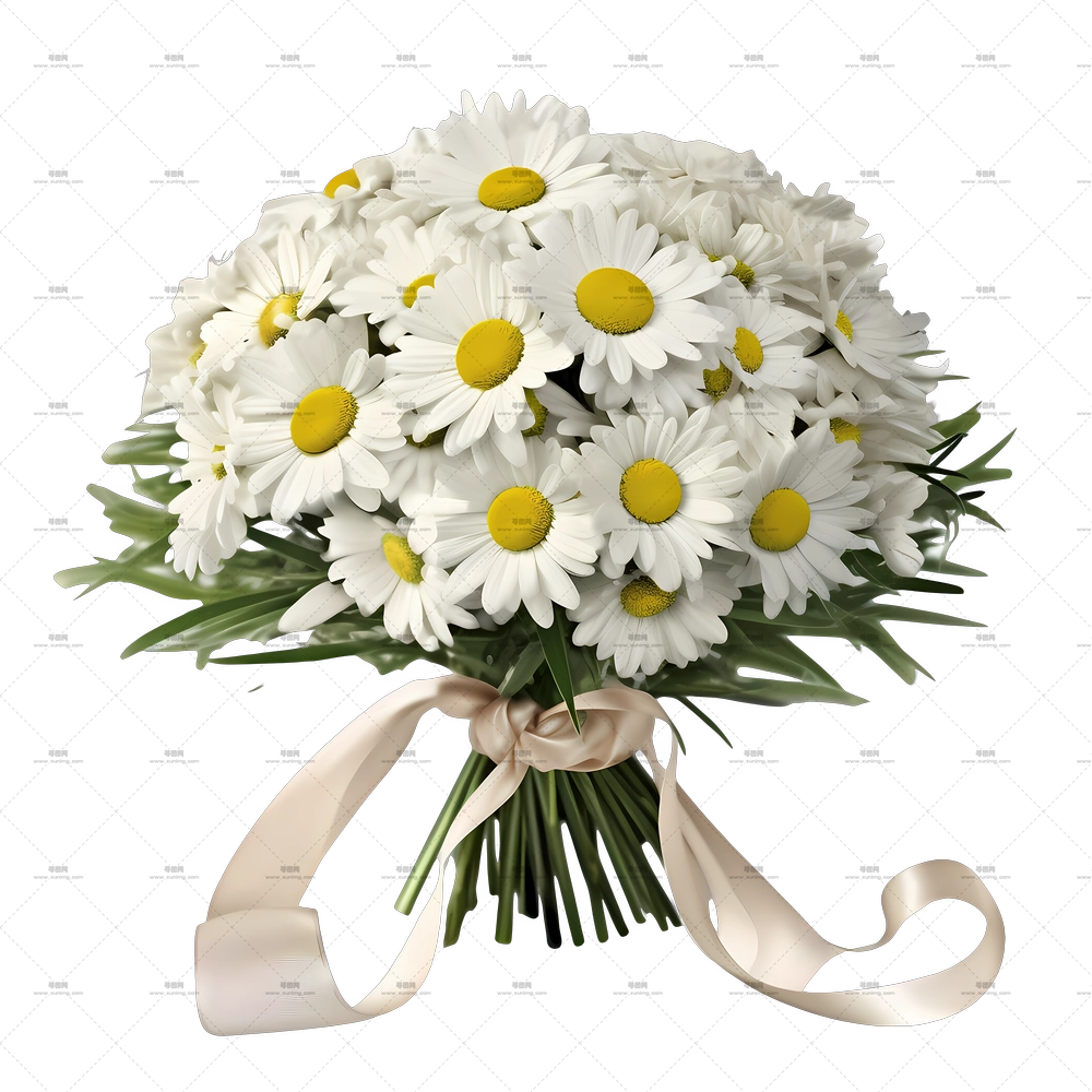 雏菊 – 精美的丝带系雏菊花束PNG免抠图预览图