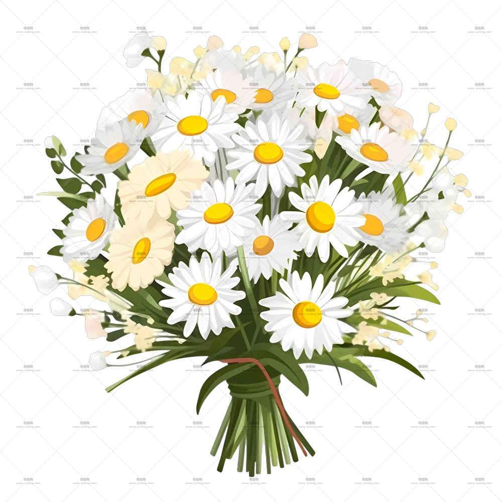 雏菊 – 雏菊花束插画PNG免抠图预览图