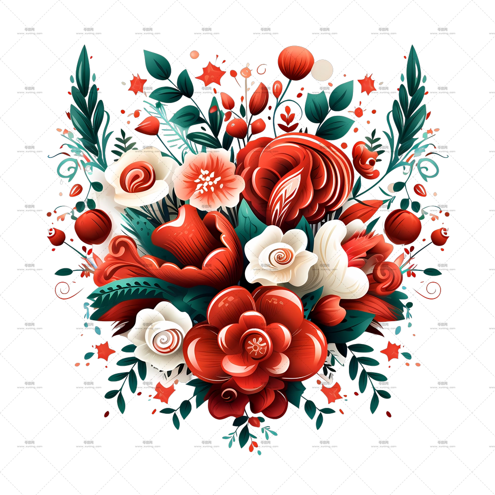 墨西哥独立日 – 多彩花卉束插画PNG免抠图预览图