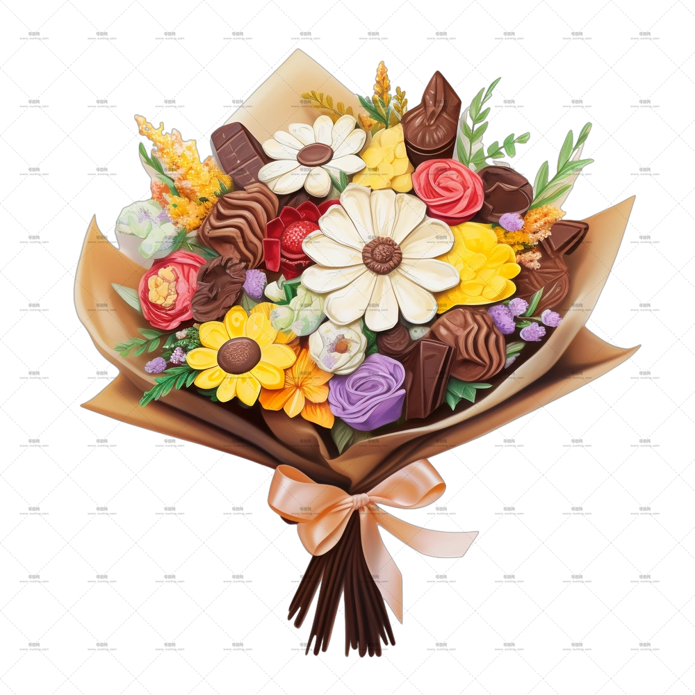 国际巧克力日 – 庆祝用精美鲜花花束PNG免抠图预览图 国际巧克力日 – 庆祝用精美鲜花花束PNG免抠图预览图