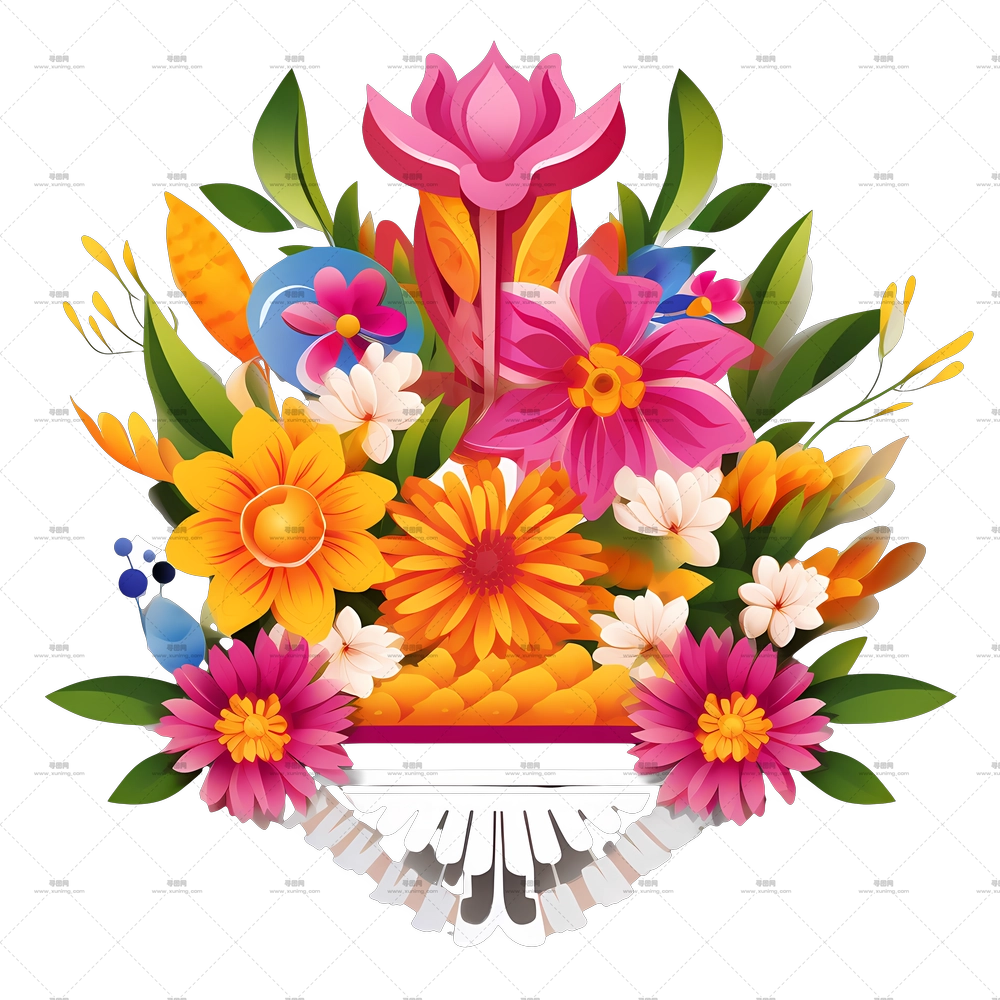 奥南节 – 色彩鲜艳的鲜花花束设计PNG免抠图预览图