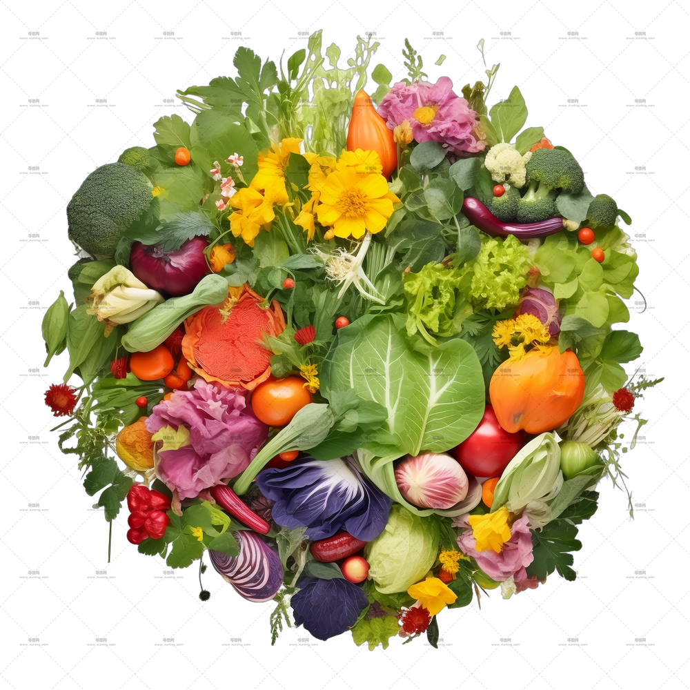 世界粮食日 – 多彩蔬菜花束插画PNG免抠图预览图