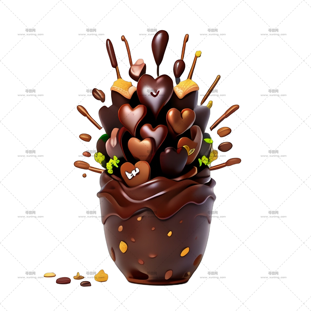 巧克力 – 带有心形巧克力的花束PNG免抠图预览图