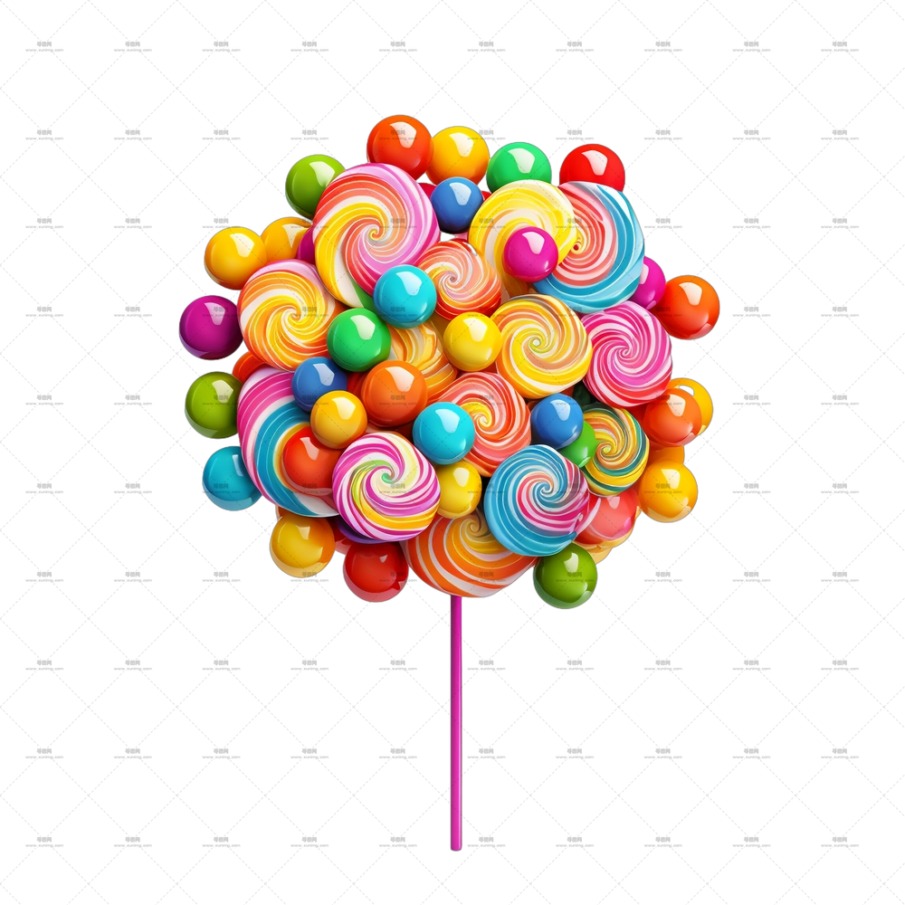 国家棒棒糖日 – 色彩缤纷的棒棒糖花束插画PNG免抠图预览图