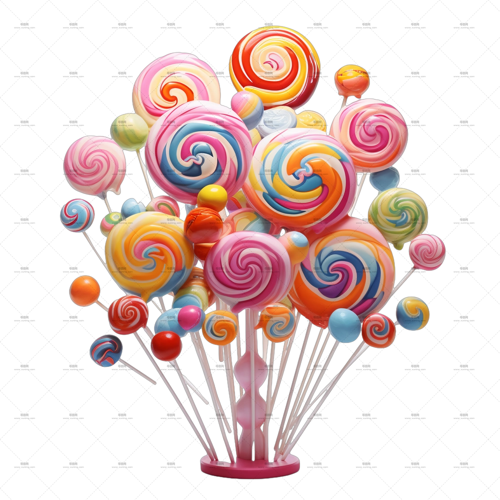 国家棒棒糖日 – 明亮多彩的棒棒糖花束PNG免抠图预览图