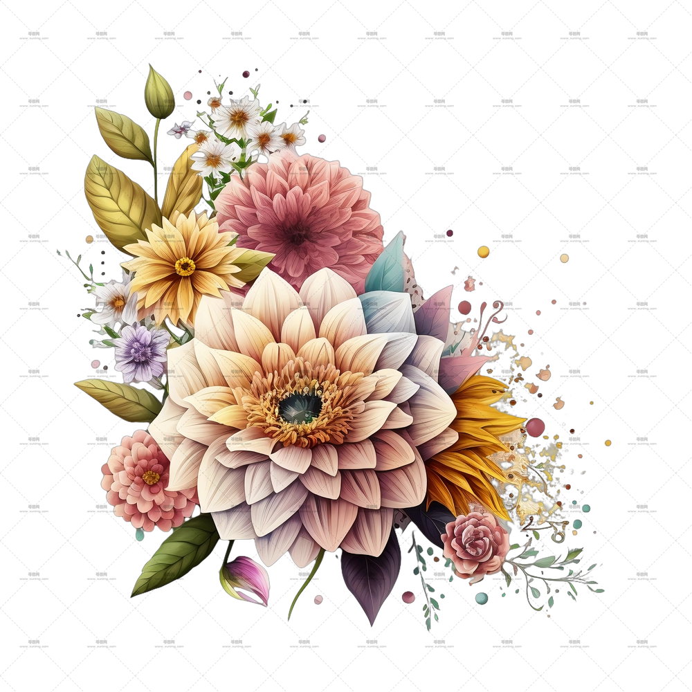 花朵 – 彩色花束PNG免抠图预览图