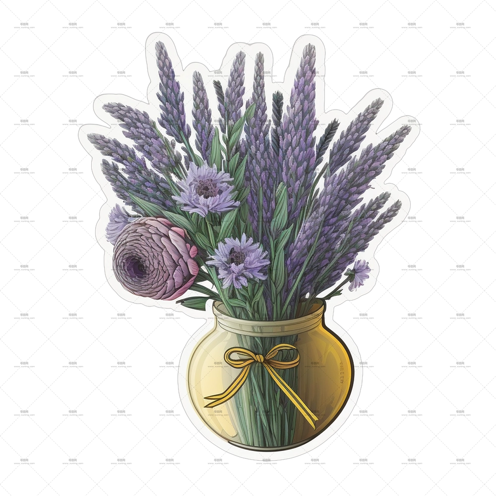 薰衣草 – 薰衣草花束插在花瓶里PNG免抠图预览图