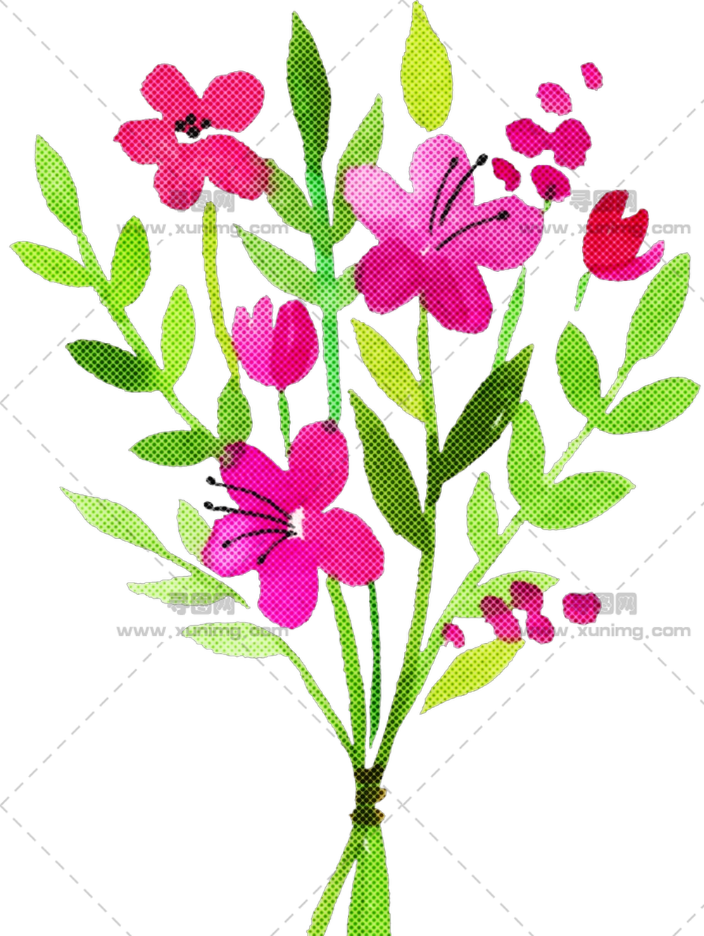 精美的卡通花束插画PNG免抠图预览图