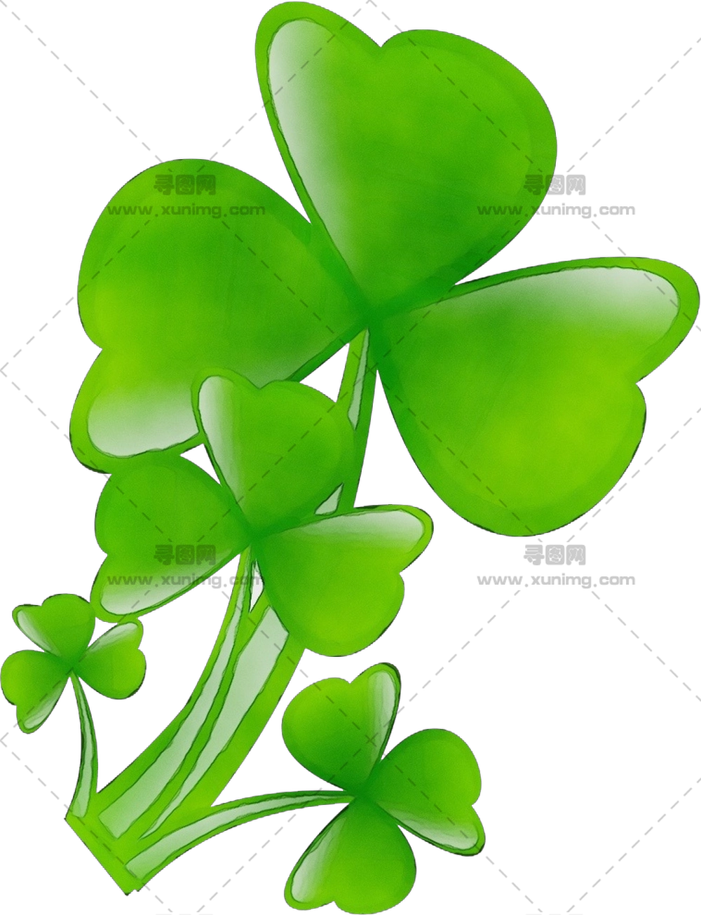 三叶草花束 – 圣帕特里克节绿色三叶草花束PNG免抠图预览图