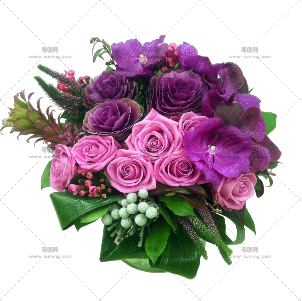 美丽紫粉花束PNG免抠图预览图