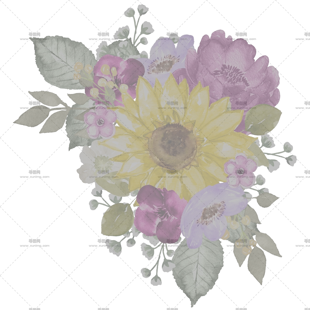 水彩花卉花束PNG免抠图预览图 水彩花卉花束PNG免抠图预览图
