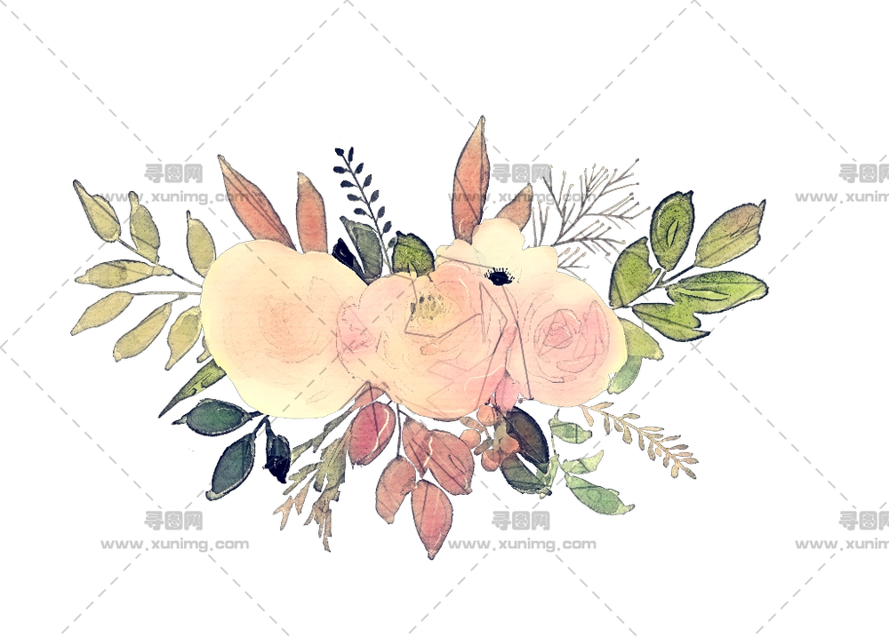 水彩花卉花束插画PNG免抠图预览图