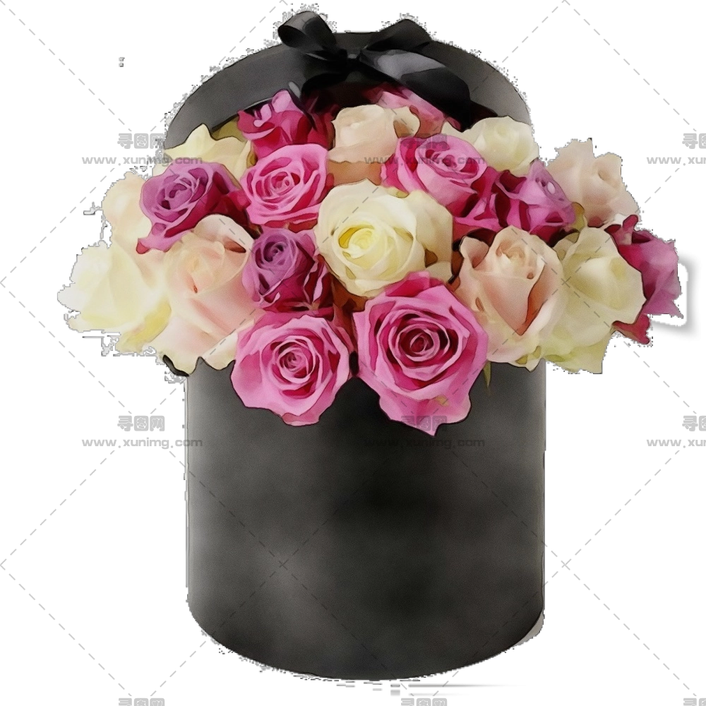 黑色盒子里美丽的花束PNG免抠图预览图