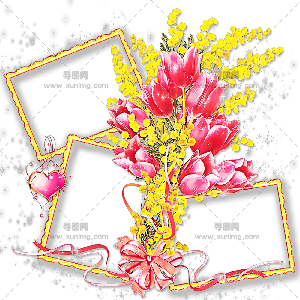 精美的带框架花束PNG免抠图预览图
